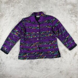Chico's Design‎ Sequin Jacket Embellished Button Down Party Purple Size 1 M Art